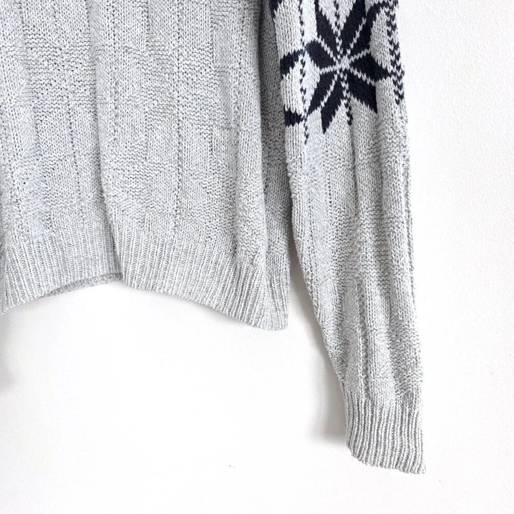 Vintage Northwest Territory Nordic Snowflake Fair Isle Grandpa Sweater Cabincore